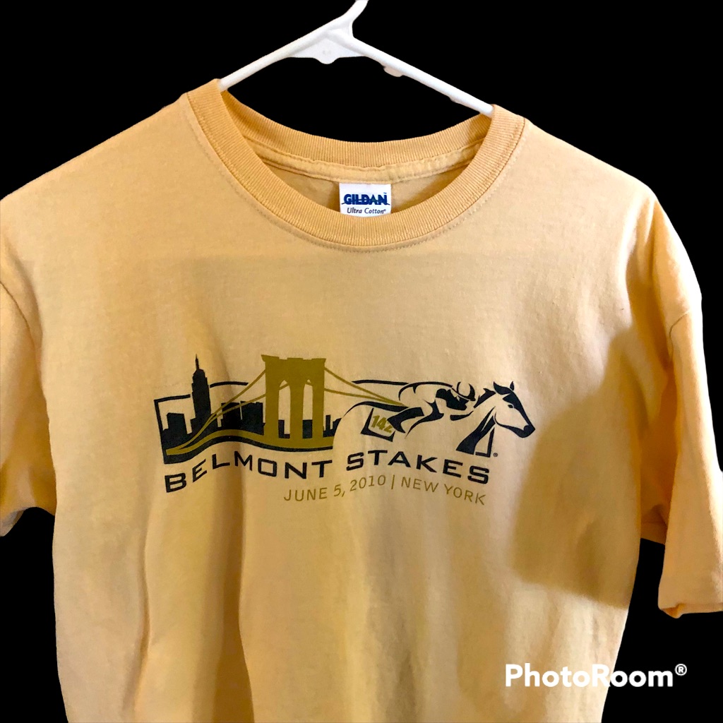 Belmont Stakes 2010 Tshirt Yellow Gildan Ultra Cotton Size Medium